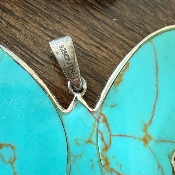 Turquoise Butterfly Pendant and Bracelet Set - Picture 2 of 4